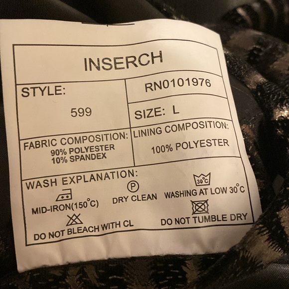 INSERCH Limited Edition Italy Black Velour Gold Textured Faux Leather Jacket L - Picture 7 of 7